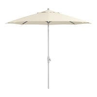 Lancaster Table & Seating 9' Round Shell Beige Crank Lift Auto Tilt Silver Aluminum Umbrella