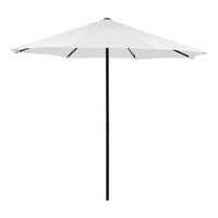Lancaster Table & Seating 9' Round White Push Lift Black Steel Umbrella