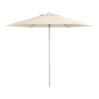 Lancaster Table & Seating 9' Round Shell Beige Push Lift Silver Aluminum Umbrella