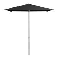 Lancaster Table & Seating 6 1/2' Square Black Push Lift Black Aluminum Umbrella
