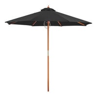 Lancaster Table & Seating 7 1/2' Round Pewter Gray Pulley Lift Bamboo Umbrella
