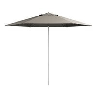 Lancaster Table & Seating 9' Round Fog Gray Push Lift Silver Aluminum Umbrella