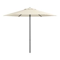 Lancaster Table & Seating 9' Round Shell Beige Push Lift Black Aluminum Umbrella