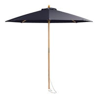 Lancaster Table & Seating 9' Round Winter Navy Pulley Lift Bamboo Umbrella