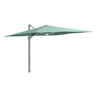 Lancaster Table & Seating 10' Square Glacier Crank Lift Silver Aluminum Cantilever Umbrella with Lights