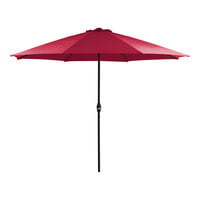 Lancaster Table & Seating 11' Round Strawberry Crank Lift Black Steel Umbrella