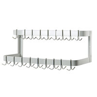 Advance Tabco GW-144 144 inch Powder Coated Steel Wall Mounted Double Line Pot Rack with 18 Double Prong Hooks