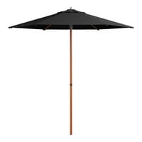 Lancaster Table & Seating 7 1/2' Round Push Lift Woodgrain Aluminum Umbrella