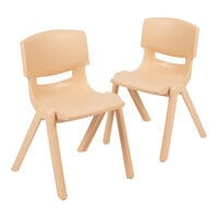Flash Furniture Whitney 13 1/4" Natural Plastic Stackable Chair Set - 2/Set