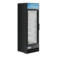 Avantco GDC-15-HC 25 5/8" Black Left-Hinged Swing Glass Door Merchandiser Refrigerator with LED Lighting