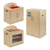 Flash Furniture Hercules Wooden Children's Play Kitchen Set with Refrigerator, Sink, and Stove