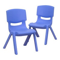 Flash Furniture Whitney 10 1/2" Blue Plastic Stackable Chair Set - 2/Set