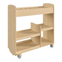 Flash Furniture Bright Beginnings 33 1/4" x 31 3/4" Wooden Mobile Storage Cart with 14 Round Compartments, 4 Shelves, and Locking Casters