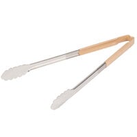 Vollrath 4781660 Jacob's Pride 16" Stainless Steel Scalloped Tongs with Tan Coated Kool Touch® Handle