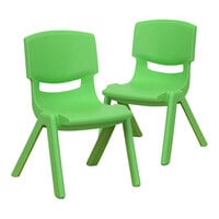 Flash Furniture Whitney 10 1/2" Green Plastic Stackable Chair Set - 2/Set