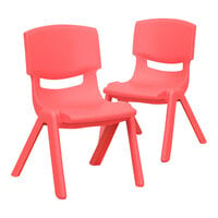 Flash Furniture Whitney 10 1/2" Red Plastic Stackable Chair Set - 2/Set