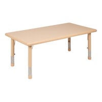 Flash Furniture Wren 14 1/2"-23 3/4" Adjustable Height Rectangular Natural Plastic Classroom Activity Table