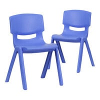 Flash Furniture Whitney 13 1/4" Blue Plastic Stackable Chair Set - 2/Set