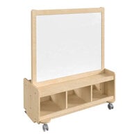 Flash Furniture Bright Beginnings 31" x 39 1/2" Wooden Mobile Double-Sided 2-Person Art Station with 3 Bottom Cubbies