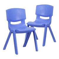 Flash Furniture Whitney 15 1/2" Blue Plastic Stackable Chair Set - 2/Set