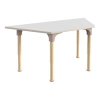 Flash Furniture Bright Beginnings 15"-23" Adjustable Height Trapezoid White / Beech Wooden Preschool Classroom Activity Table