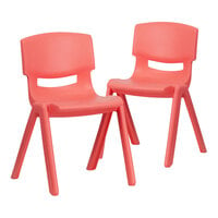 Flash Furniture Whitney 13 1/4" Red Plastic Stackable Chair Set - 2/Set