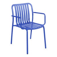 BFM Seating Key West Berry Vertical Slat Powder-Coated Aluminum Stackable Outdoor / Indoor Arm Chair