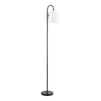 Globe 58"-67 5/8" Lofty Chic Matte Black Floor Lamp with Matte Brass Accents and Adjustable Gooseneck - 120V, 60W