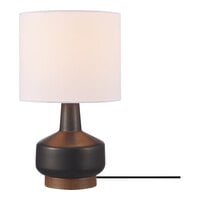 Globe 15 1/4" Mid-Century Modern Matte Black / Wood-Toned Ceramic Table Lamp - 120V, 60W