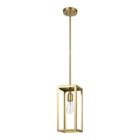 Globe Contemporary Matte Brass Pendant Light with Open-Concept Rectangular Shade - 120V, 60W