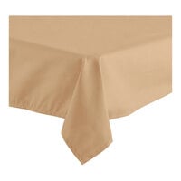 Oxford 54" x 96" Rectangular Sandalwood 100% Spun Polyester Hemmed Cloth Table Cover - 12/Case