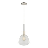 Element + Artifact Matthew 9" Diameter Matte Black and Polished Nickel Mini Pendant Light with Clear Glass - 120V, 40W