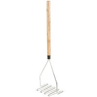 Choice 24" Chrome-Plated Square-Faced Potato Masher with Wood Handle