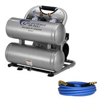 California Air Tools Ultra Quiet Oil-Free 4.6 Gallon Aluminum Twin Tank Air Compressor with 25' Hybrid Air Hose 4610ACH - 1 HP, 110V