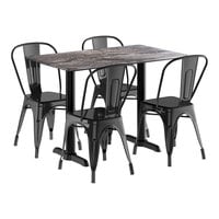 Lancaster Table & Seating Excalibur 27 1/2" x 47 3/16" Rectangular Smooth Paladina Standard Height Table with 4 Alloy Series Onyx Black Outdoor Cafe Chairs