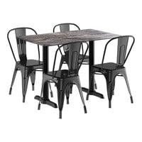 Lancaster Table & Seating Excalibur 27 1/2" x 47 3/16" Rectangular Smooth Paladina Standard Height Table with 4 Alloy Series Black Outdoor Cafe Chairs