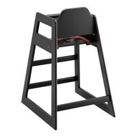 Lancaster Table & Seating Standard Height Wooden High Chair with Black Finish - Assembled