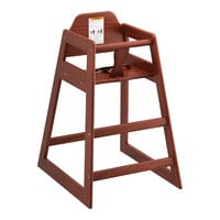 Lancaster Table & Seating Standard Height Wooden High Chair with Mahogany Finish - Unassembled