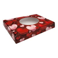 7 1/8" x 4 3/8" x 1 1/8" 1-Piece 1/2 lb. Heart Candy Box with Oval Window - 250/Case