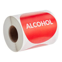 Point Plus 3" Round Red Permanent Alcohol Label - 1000/Roll