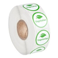 Point Plus 1" Round Green Permanent Vegetarian Label - 1000/Roll