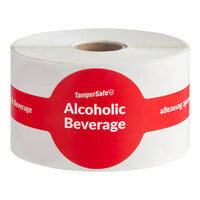 TamperSafe 2 1/4" x 9" Alcoholic Beverage Red Paper Open Dome Lid Tamper-Evident Drink Label with Band - 250/Roll