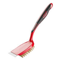 Libman 11" Red BBQ Brush with Brass Fibers and Steel Scraper 575 - 6/Case