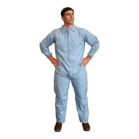 Cordova Defender FR Blue Flame-Resistant Collared Coveralls with Elastic Wrists and Back