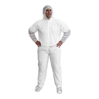 Cordova White Economy Weight Polypropylene Coveralls with Hood and Boots