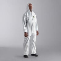 Cordova White Defender II Microporous Heavy Weight Coveralls with Elastic Wrists and Hood - 25/Case