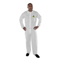 Cordova White Defender Microporous Film and Non-Woven Polyolefin Collared Coveralls with Elastic Wrists and Ankles - 25/Case