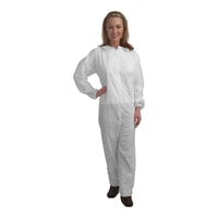 Cordova White Standard Weight Polypropylene Coveralls with Elastic Wrists - 25/Case