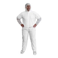 Cordova White Economy Weight Polypropylene Coveralls with Hood and Boots - 25/Case