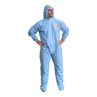 Cordova Blue C-Max SMS Coveralls with Boots and Elastic Hood, Waist, Wrists, and Ankles - 25/Case